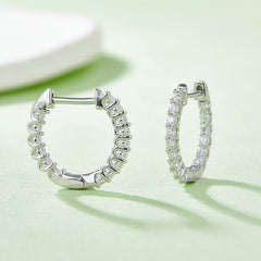 Double Half Row 0.45 Carat Moissanite Hoop Earrings