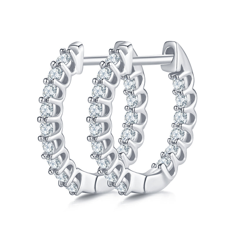 Double Half Row 0.45 Carat Moissanite Hoop Earrings