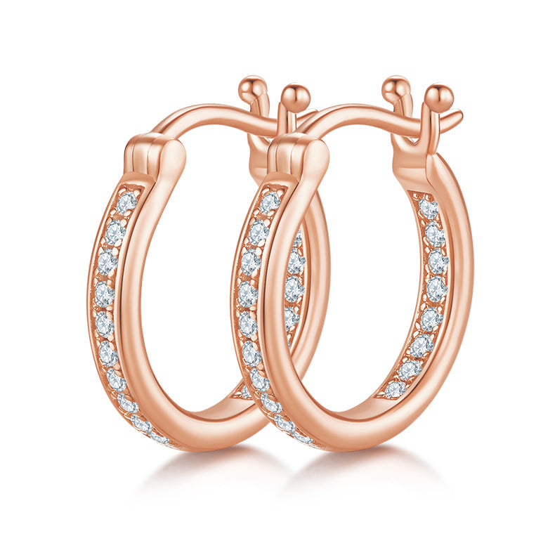 Double Half Row 0.3 Carat Moissanite Hoop Earrings