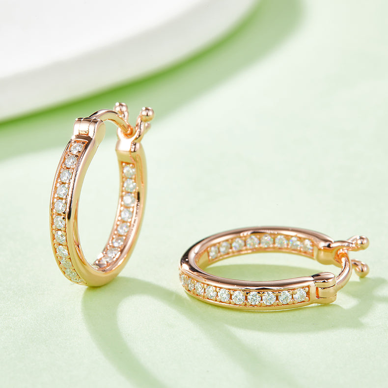 Double Half Row 0.3 Carat Moissanite Hoop Earrings