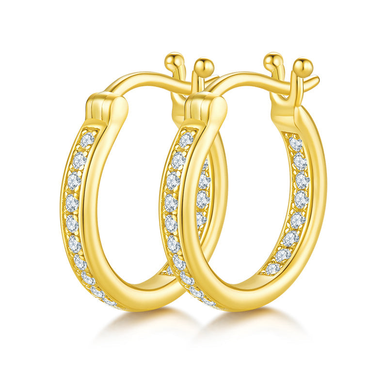 Double Half Row 0.3 Carat Moissanite Hoop Earrings