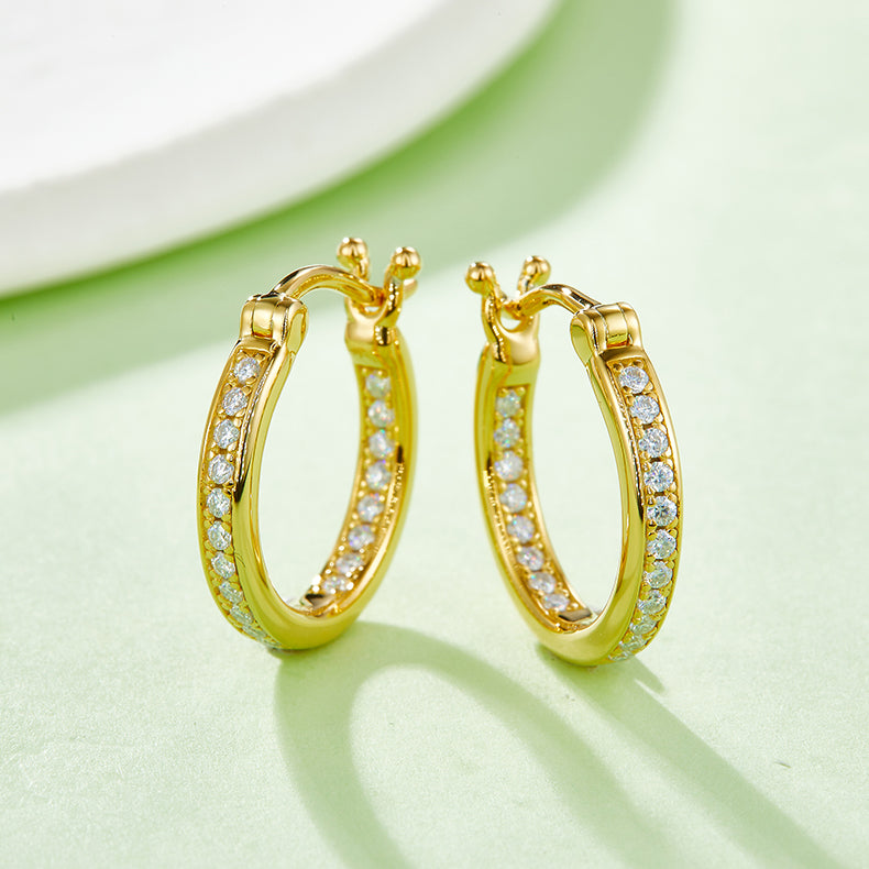 Double Half Row 0.3 Carat Moissanite Hoop Earrings