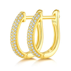 U Shape Three Half Row 0.3 Carat Moissanite Hoop Earrings