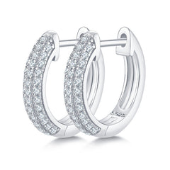 Half Three Row 0.37 Carat Moissanite Hoop Earrings