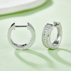 Three Half Row 0.37 Carat Moissanite Hoop Earrings