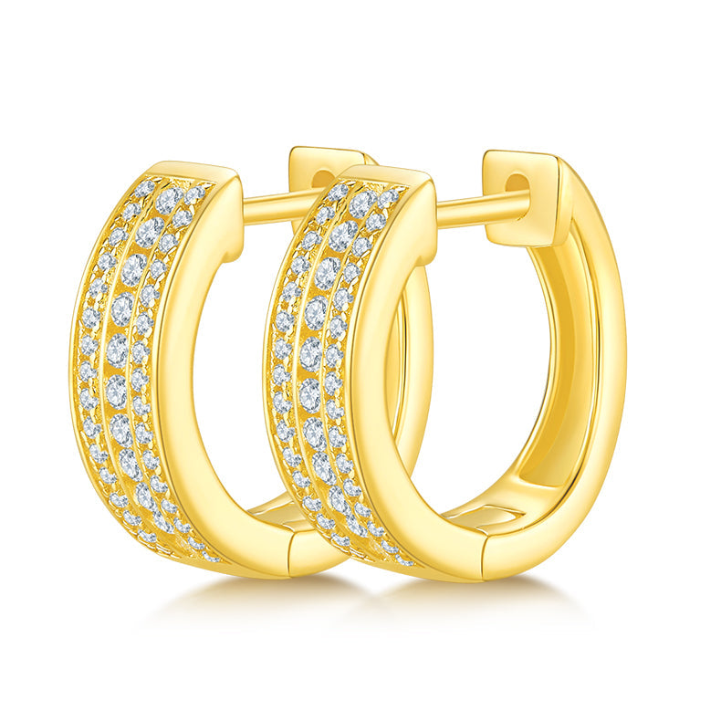 Three Half Row 0.37 Carat Moissanite Hoop Earrings