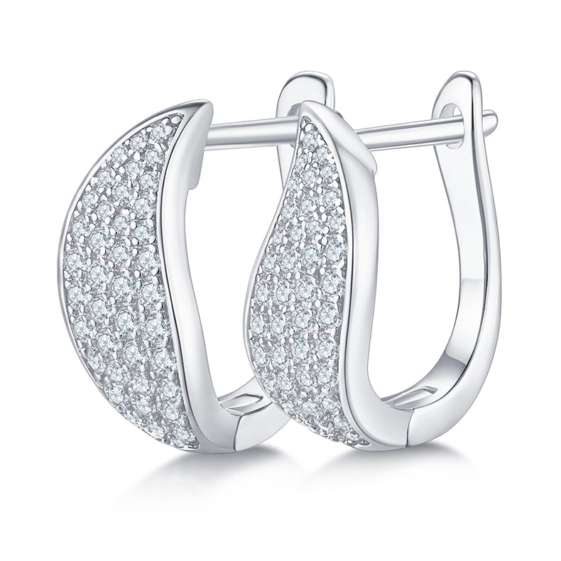 U Shape Half Four Row 0.5 Carat Moissanite Hoop Earrings