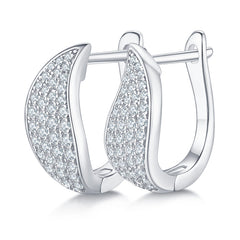 U Shape Half Four Row 0.5 Carat Moissanite Hoop Earrings