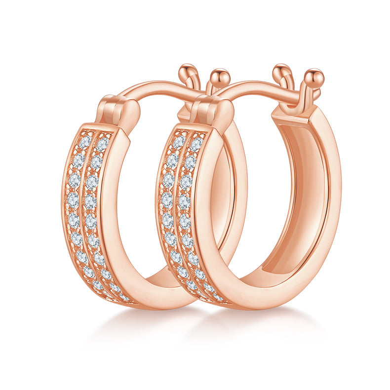 Half Double Row 0.24 Carat Moissanite Hoop Earrings