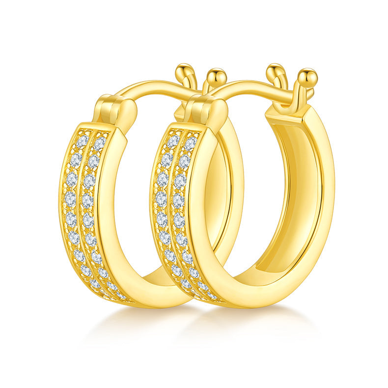 Half Double Row 0.24 Carat Moissanite Hoop Earrings