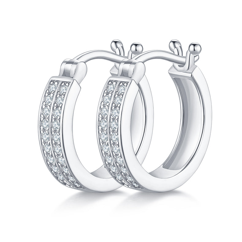 Half Double Row 0.24 Carat Moissanite Hoop Earrings