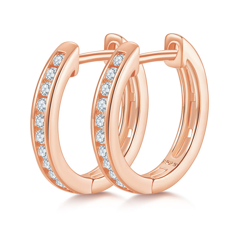 Single Half Row 0.22 Carat Moissanite Hoop Earrings