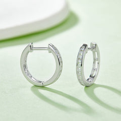 Single Half Row 0.22 Carat Moissanite Hoop Earrings