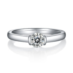 Solitaire 0.5 Carat Round Cut Moissanite Engagement Ring