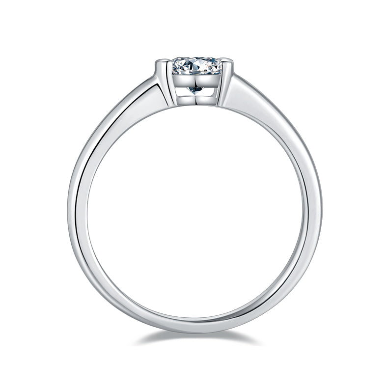 Solitaire 0.5 Carat Round Cut Moissanite Engagement Ring