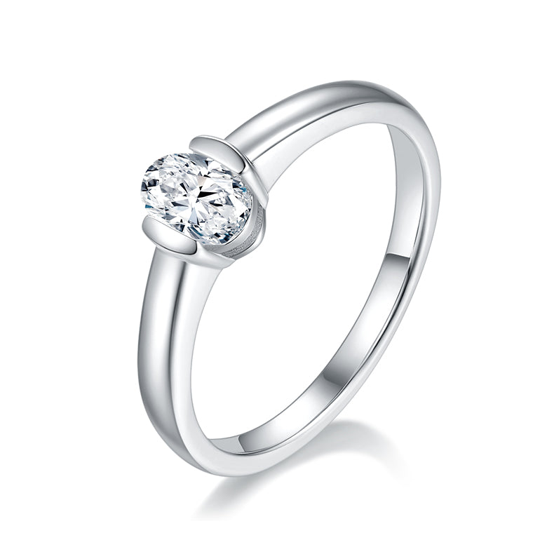Solitaire 0.5 Carat Oval Cut Moissanite Engagement Ring