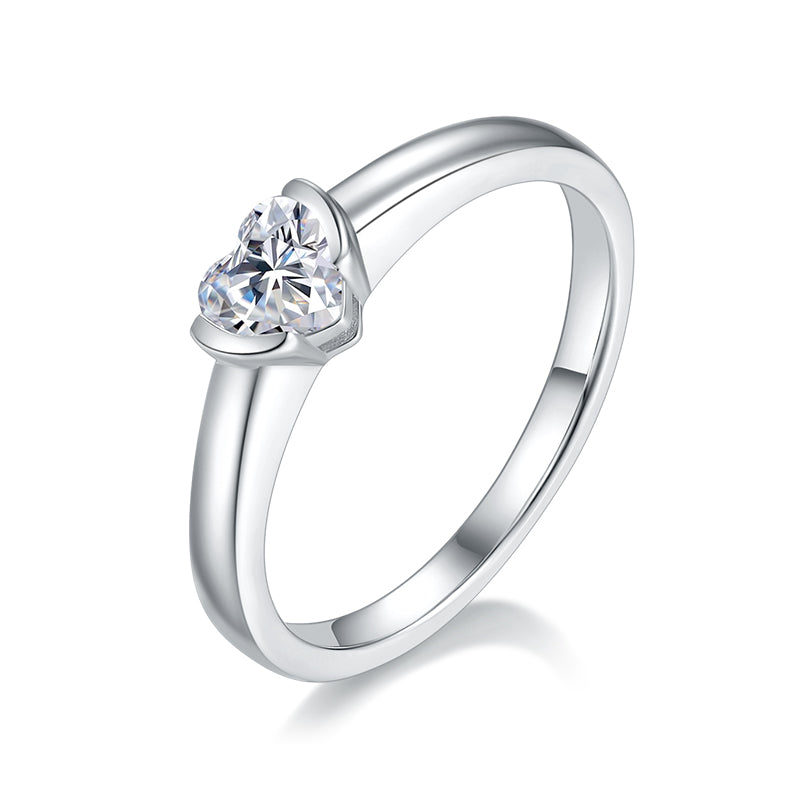 Solitaire 0.5 Carat Heart Shape Moissanite Engagement Ring