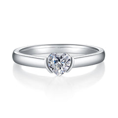 Solitaire 0.5 Carat Heart Shape Moissanite Engagement Ring