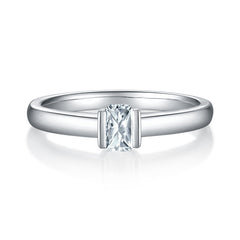 Solitaire 0.5 Carat Rectangle Moissanite Engagement Ring