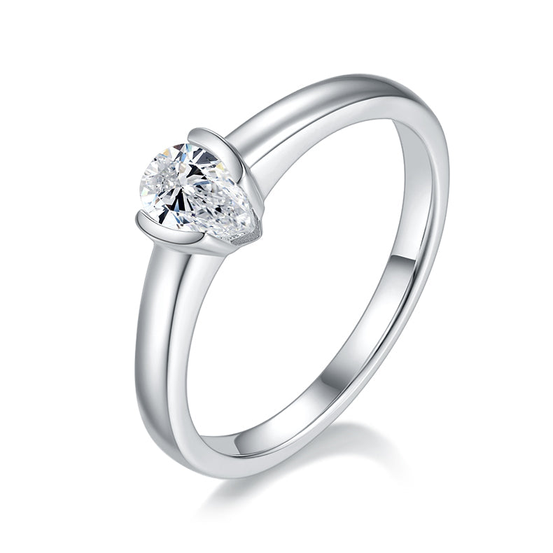 Solitaire 0.5 Carat Pear Shape Moissanite Engagement Ring