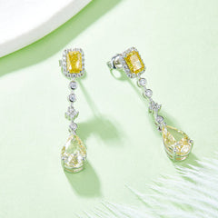 5.0 Carat Rectangle and Pear Shape Zircon Tassel Drop Earrings