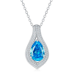 Stylish Halo 9.0 Carat Pear Shape Zircon Necklace