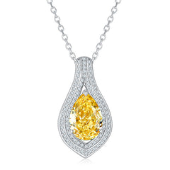 Stylish Halo 9.0 Carat Pear Shape Zircon Necklace