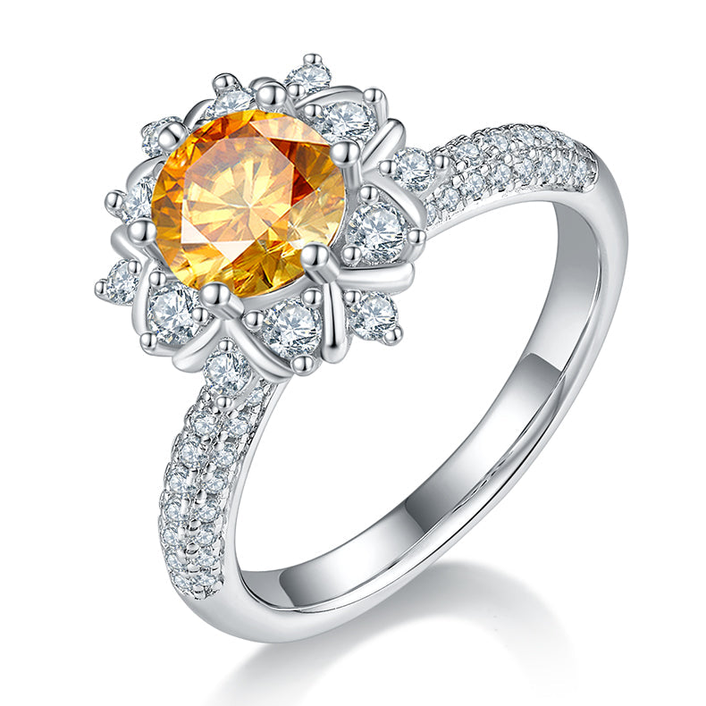 Phoenix Flower 1.0Carat Round Cut Moissanite Ring