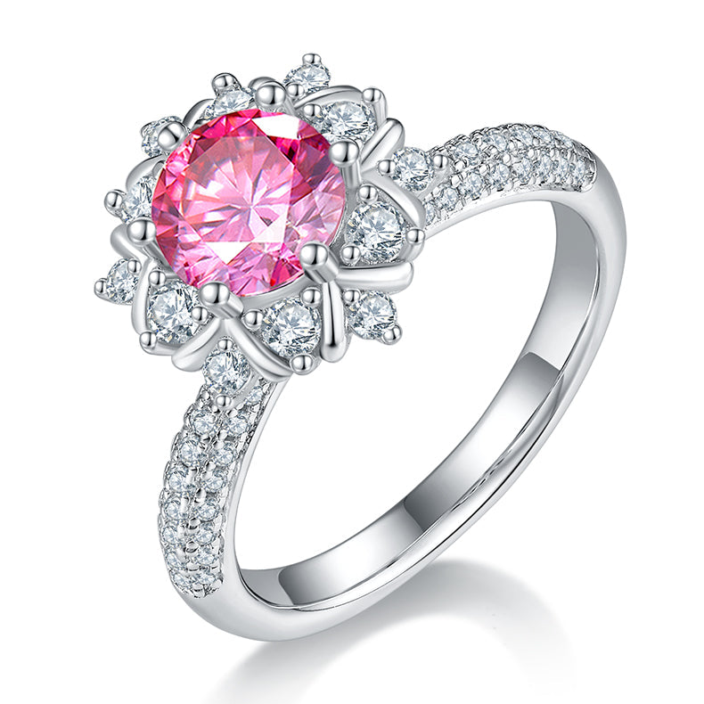 Phoenix Flower 1.0Carat Round Cut Moissanite Ring