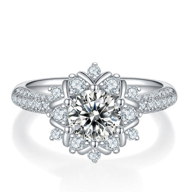 Phoenix Flower 1.0Carat Round Cut Moissanite Ring