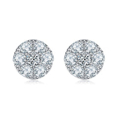 Circular Flower Core Moissanite Stud Earrings