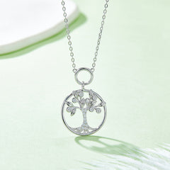 Tree of Life Circular Pendant Moissanite Necklace