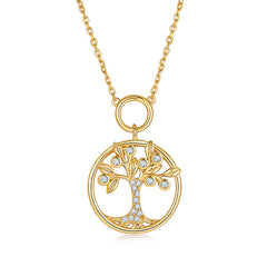 Tree of Life Circular Pendant Moissanite Necklace