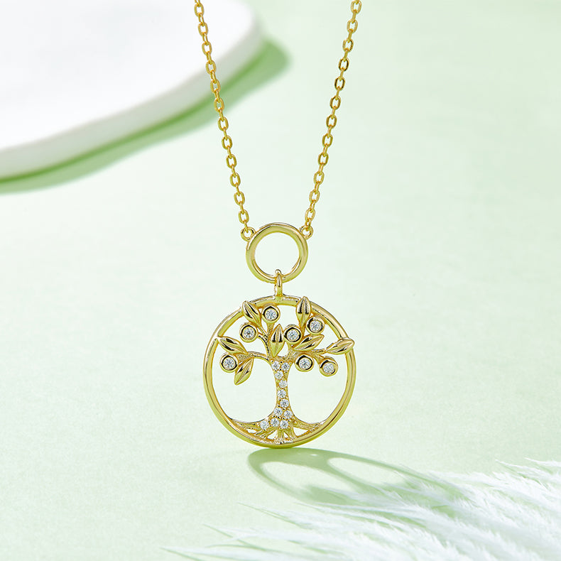 Tree of Life Circular Pendant Moissanite Necklace