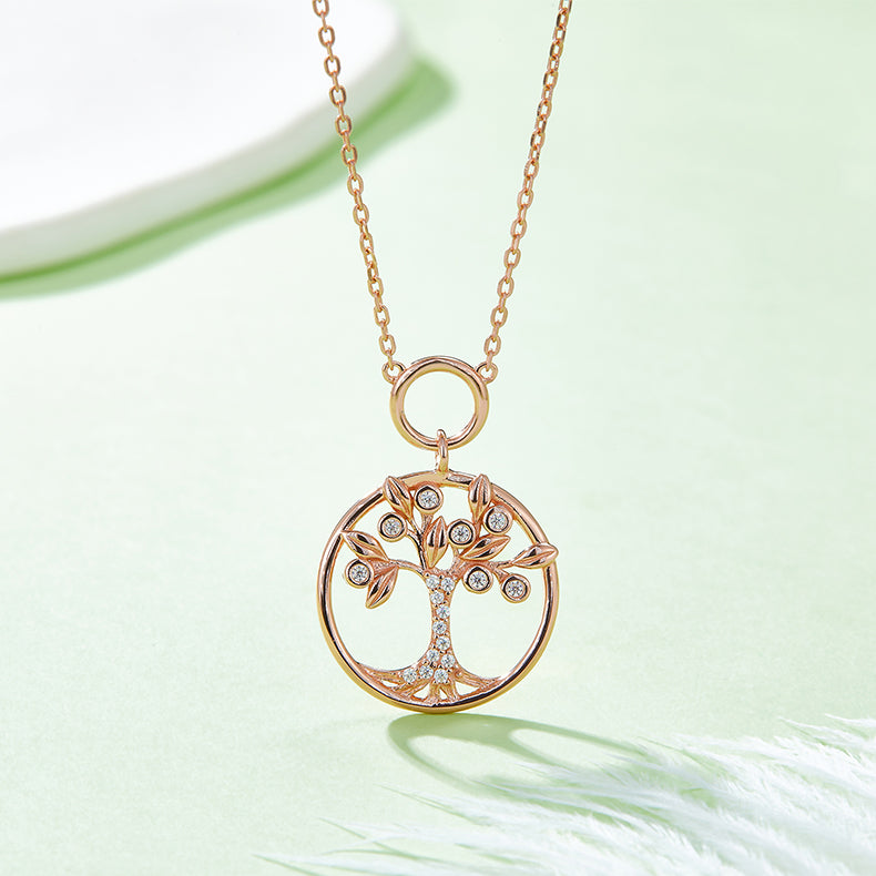 Tree of Life Circular Pendant Moissanite Necklace