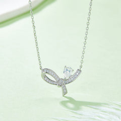 Bowknot Water Drop Moissanite Necklace