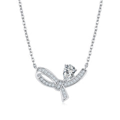 Bowknot Water Drop Moissanite Necklace