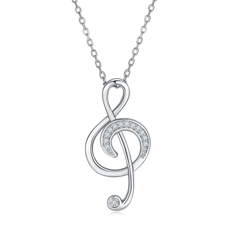 Musical Note Pendant Moissanite Necklace