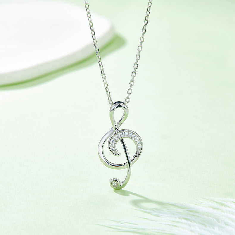 Musical Note Pendant Moissanite Necklace