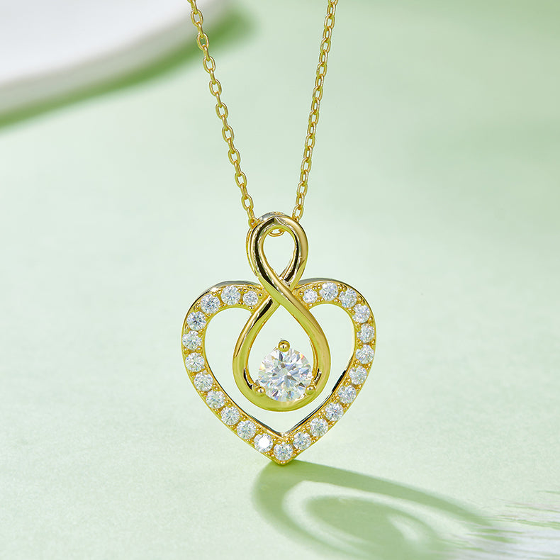 0.5 Carat Round Cut Moissanite Infinite Love Sterling Silver Necklace