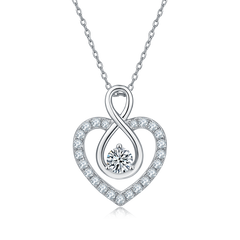 0.5 Carat Round Cut Moissanite Infinite Love Sterling Silver Necklace