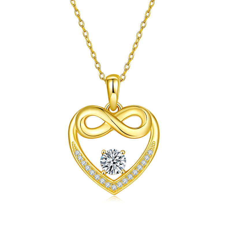 0.5 Carat Round Cut Moissanite Infinite Heart Sterling Silver Necklace