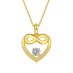 0.5 Carat Round Cut Moissanite Infinite Heart Sterling Silver Necklace