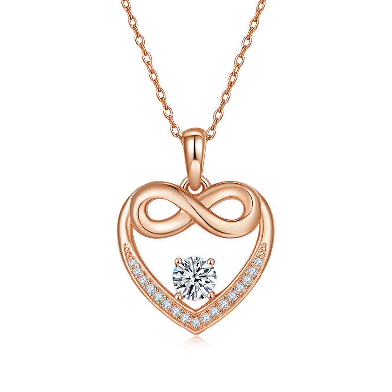 0.5 Carat Round Cut Moissanite Infinite Heart Sterling Silver Necklace