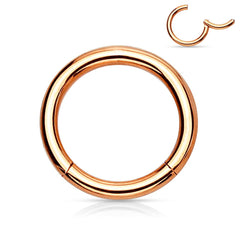 Rose Gold Surgical Steel Hinged Clicker CBR Helix Tragus Cartilage Septum Hoop Ring