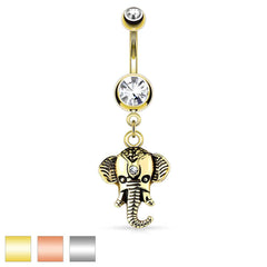 Surgical Steel Elephant Dangle Belly Button Navel Ring