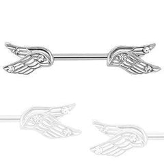 Surgical Steel Gem Feather Angel Wings Nipple Ring Barbell