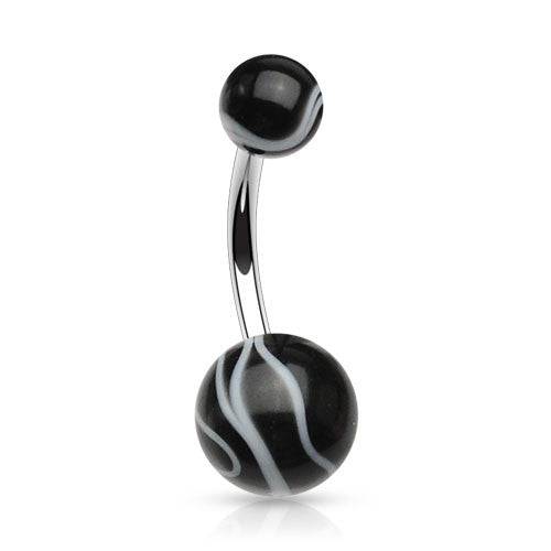 Surgical Steel Marble Swirl Flexible Belly Button Navel Ring