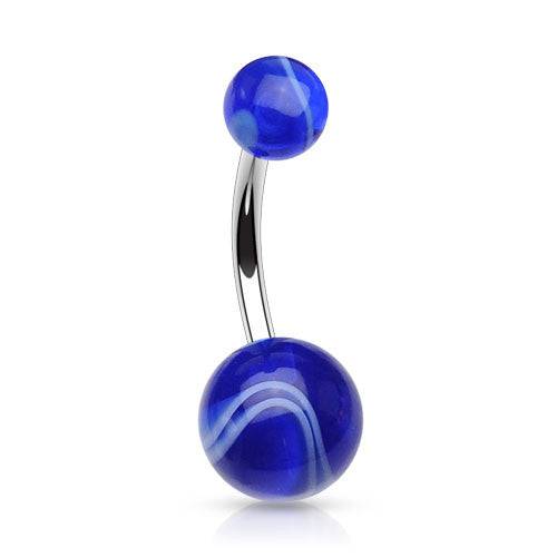 Surgical Steel Marble Swirl Flexible Belly Button Navel Ring