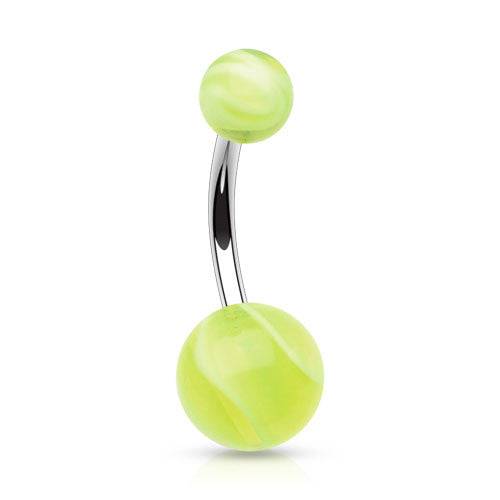 Surgical Steel Marble Swirl Flexible Belly Button Navel Ring